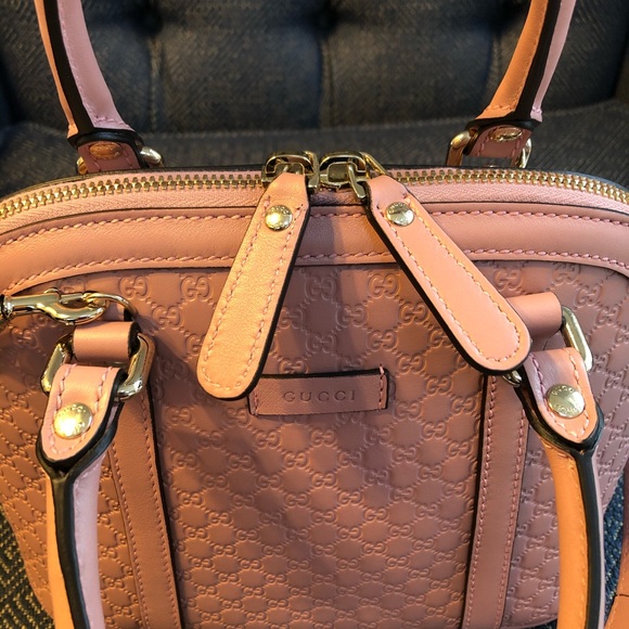 New Gucci Guccissima Pink Leather Bag Long Strap Dome - Picture 9 of 11